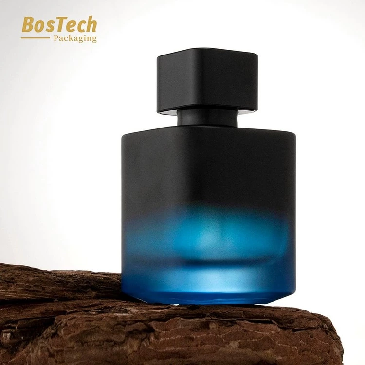 blue glass perfume bottle