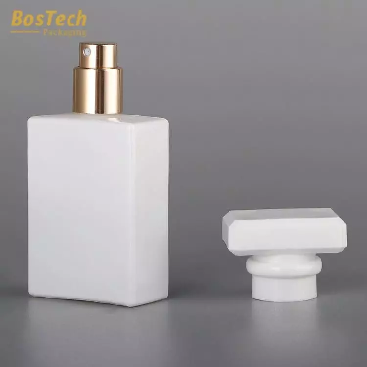 perfume in white square bottle
